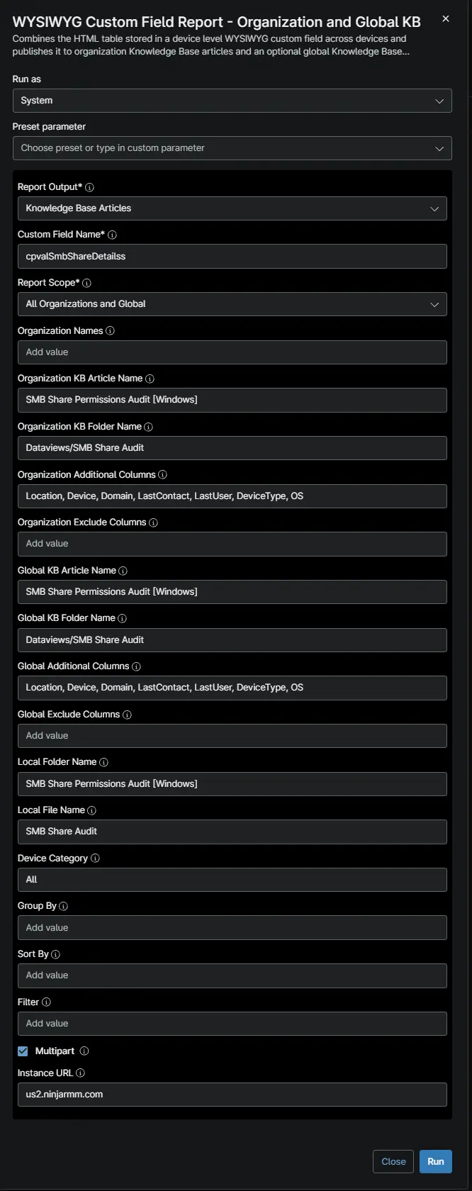 Report Settings