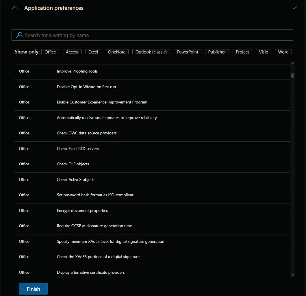 Application Preferences