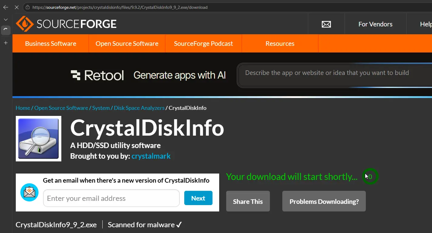 Image Placeholder: CrystalDiskInfo download page
