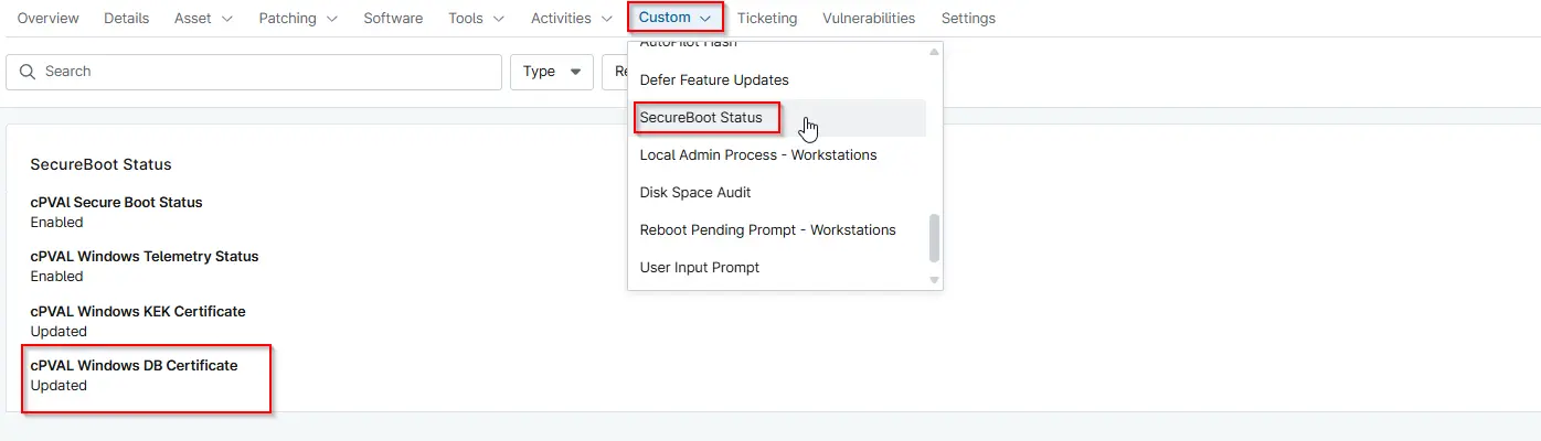 cPVAl Secure Boot Status