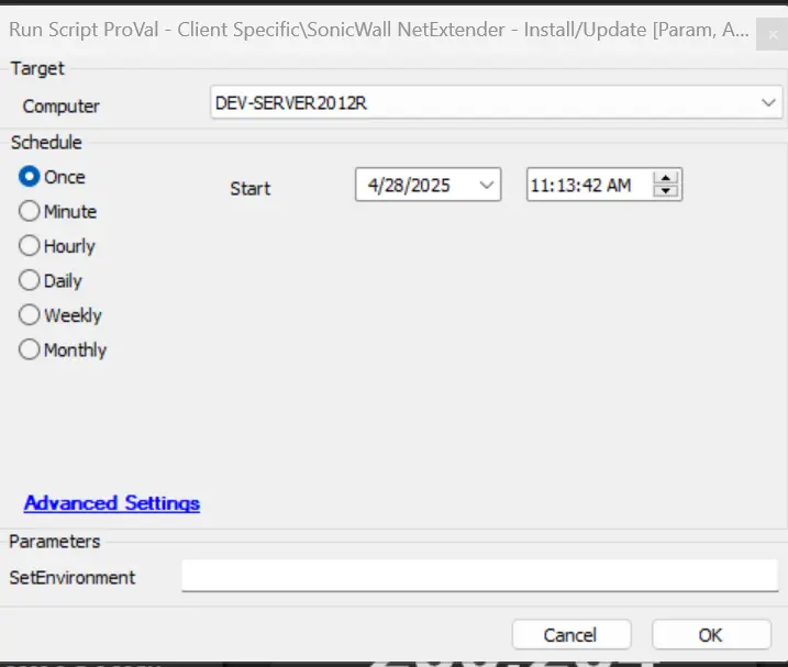 Deploy SonicWall NetExtender Sample Run