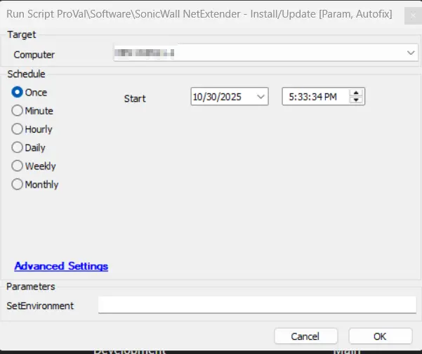 Deploy SonicWall NetExtender Sample Run