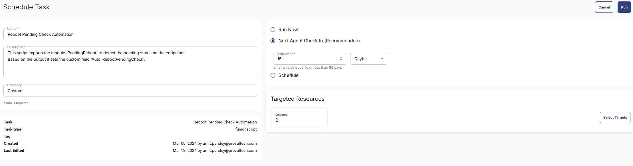 Schedule Task Continue