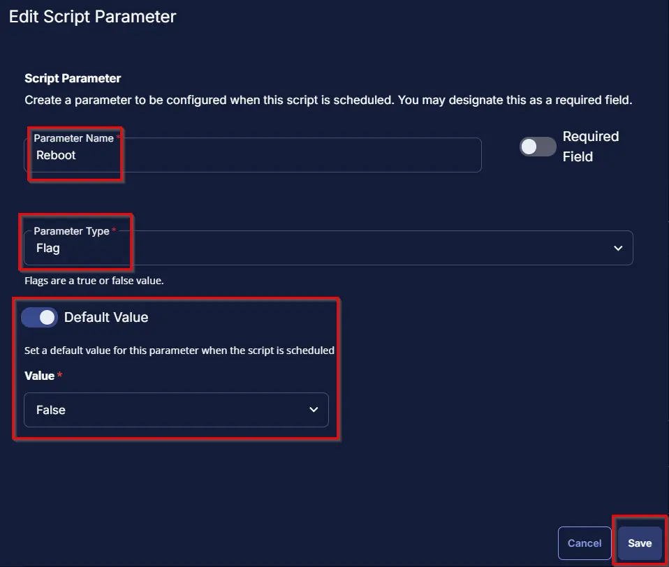 Reboot Parameter