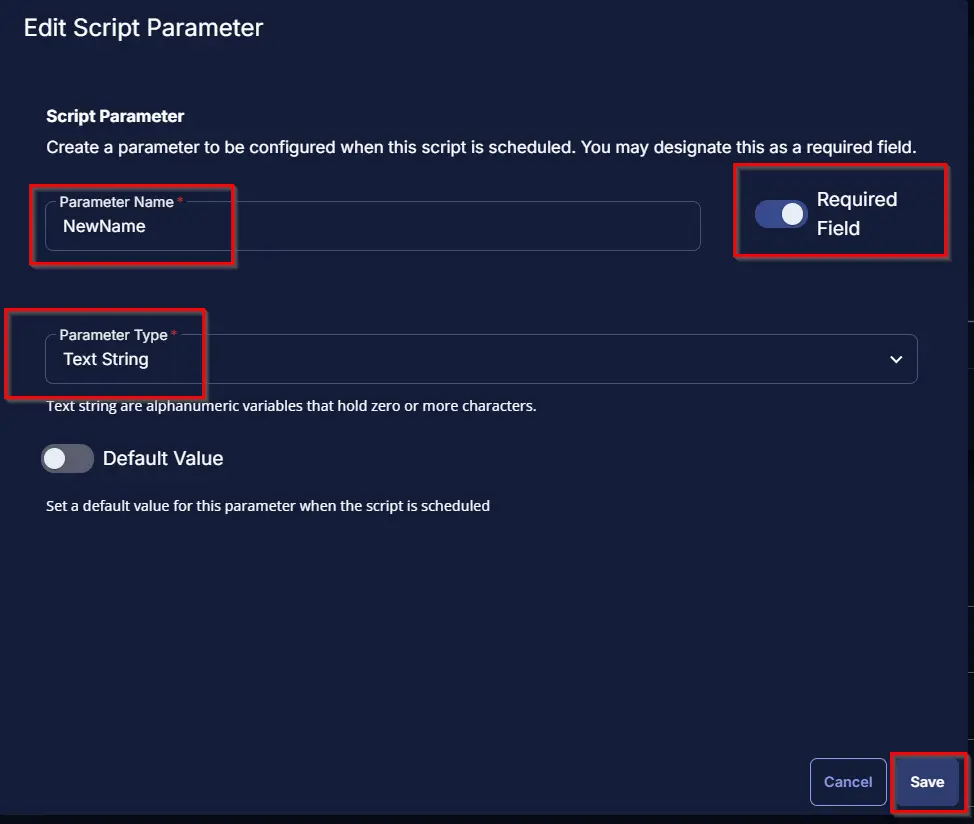 NewName Parameter