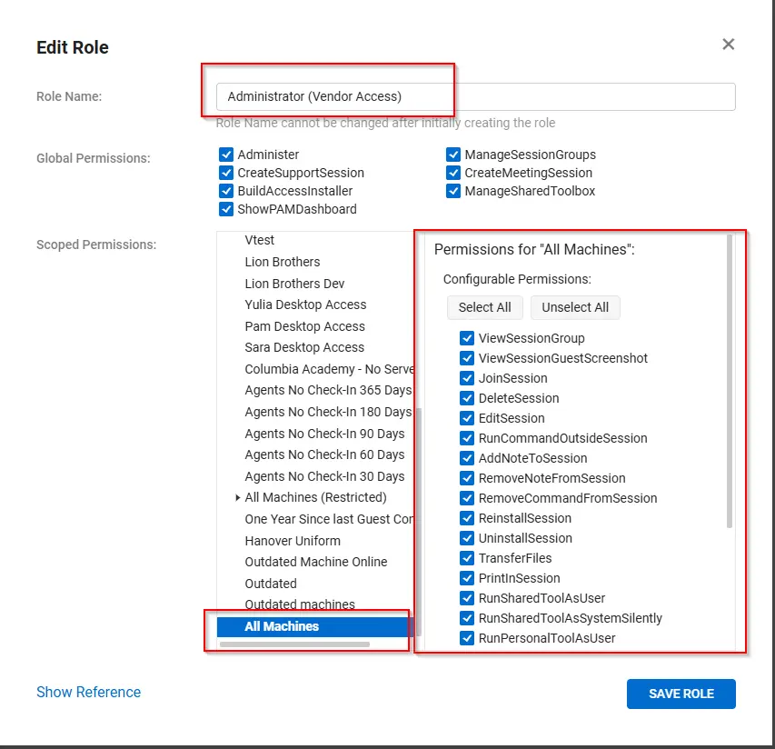 Apply role and permissions