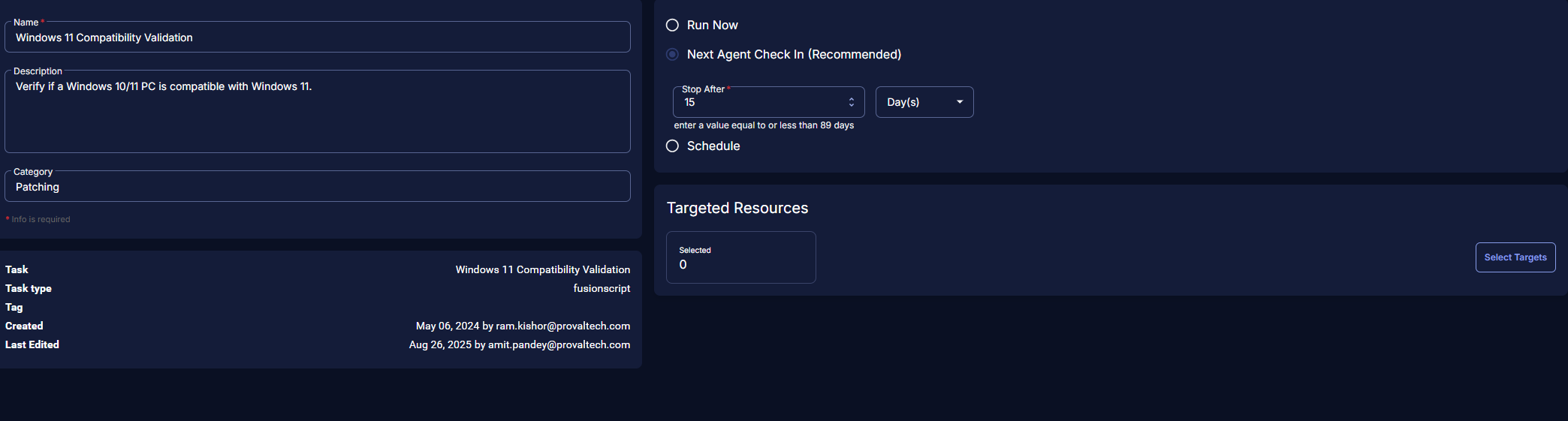 Schedule Screen Image