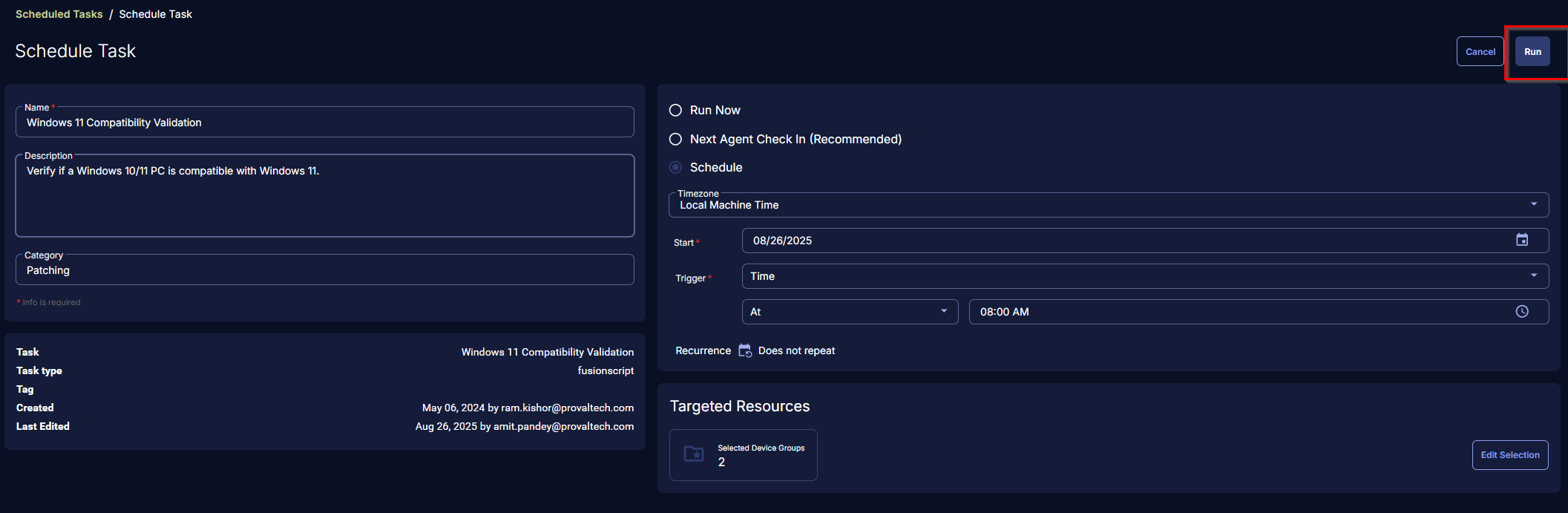 Run Task Image