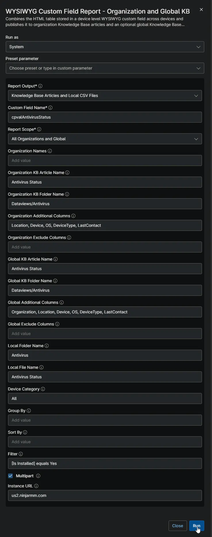 Report Settings
