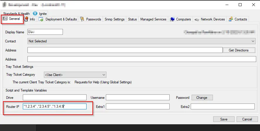 Sample screenshot for multiple Router Addresses
