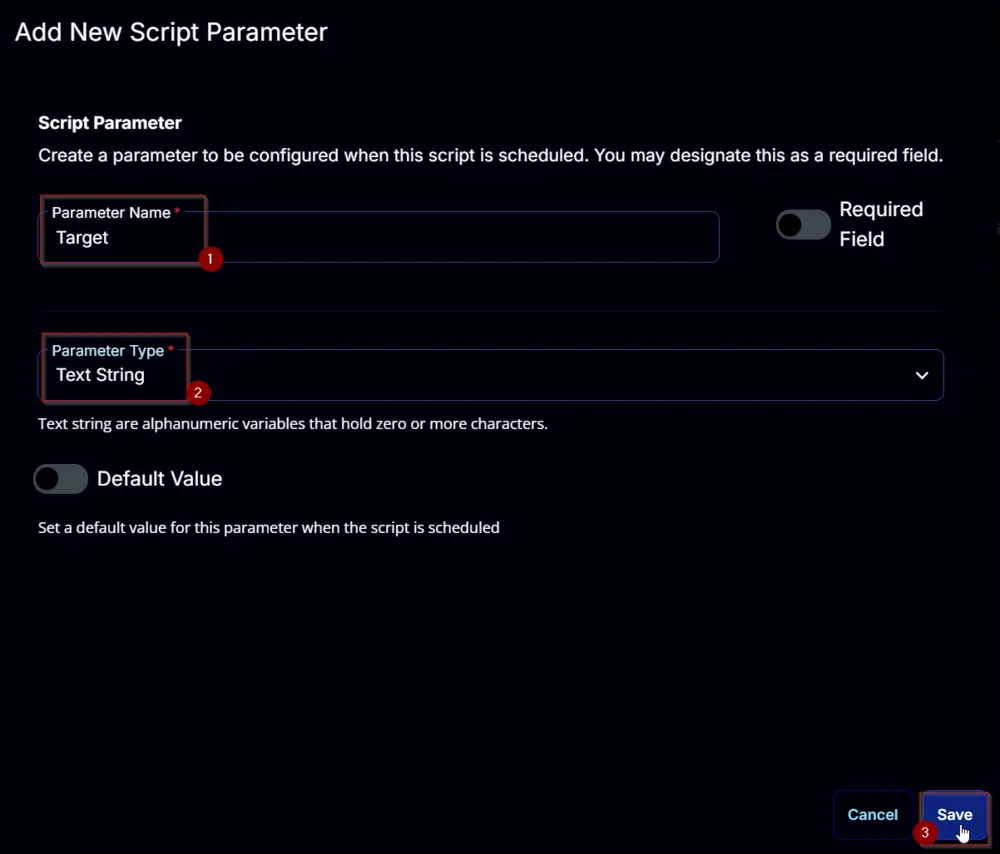 Parameter Save