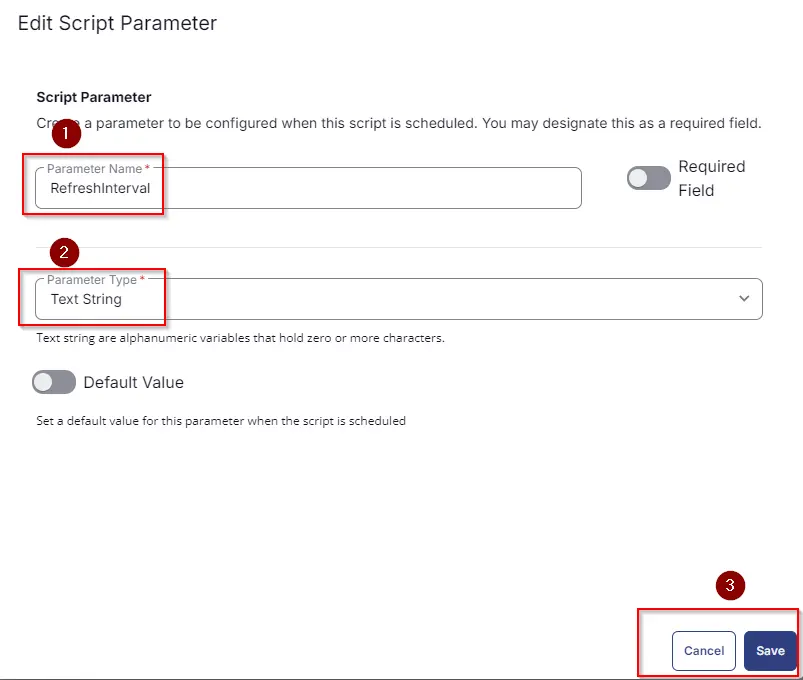 Confirm Parameter