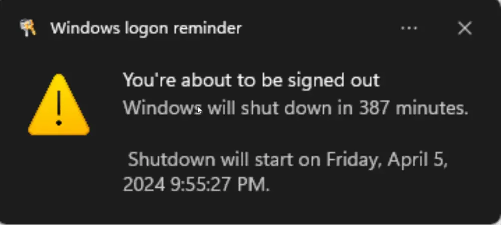 Windows Reboot Schedule Notification