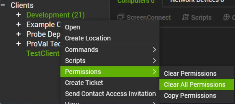 Clear All Permissions