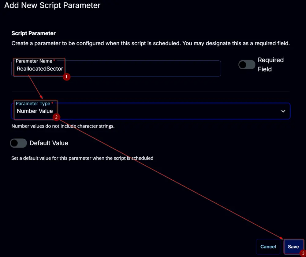 Parameter Save Example
