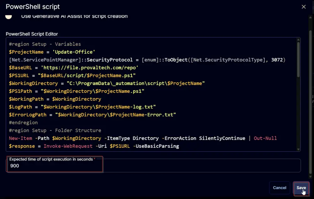 PowerShell Script Saved