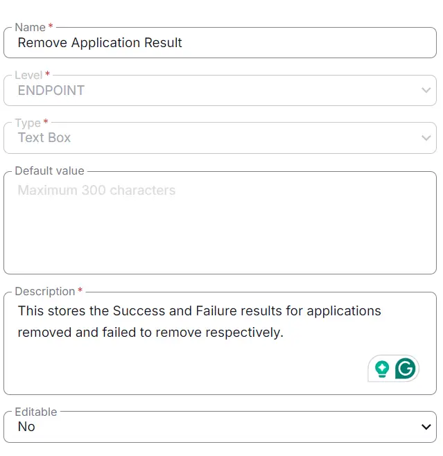 Default Value and Description