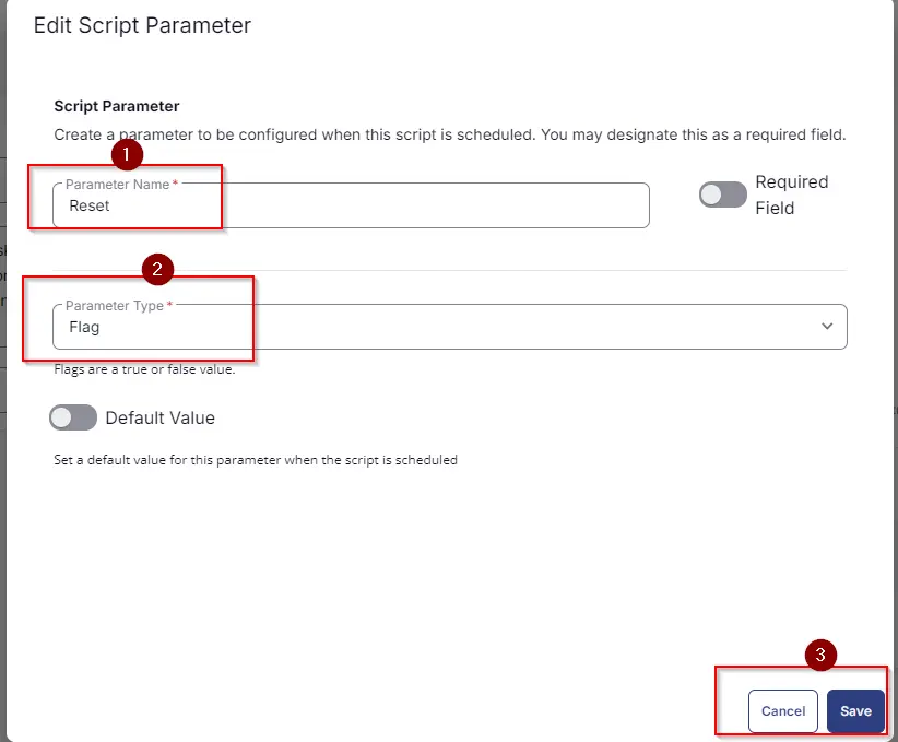 Confirm Parameter