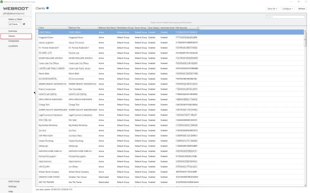 Webroot Client Configuration