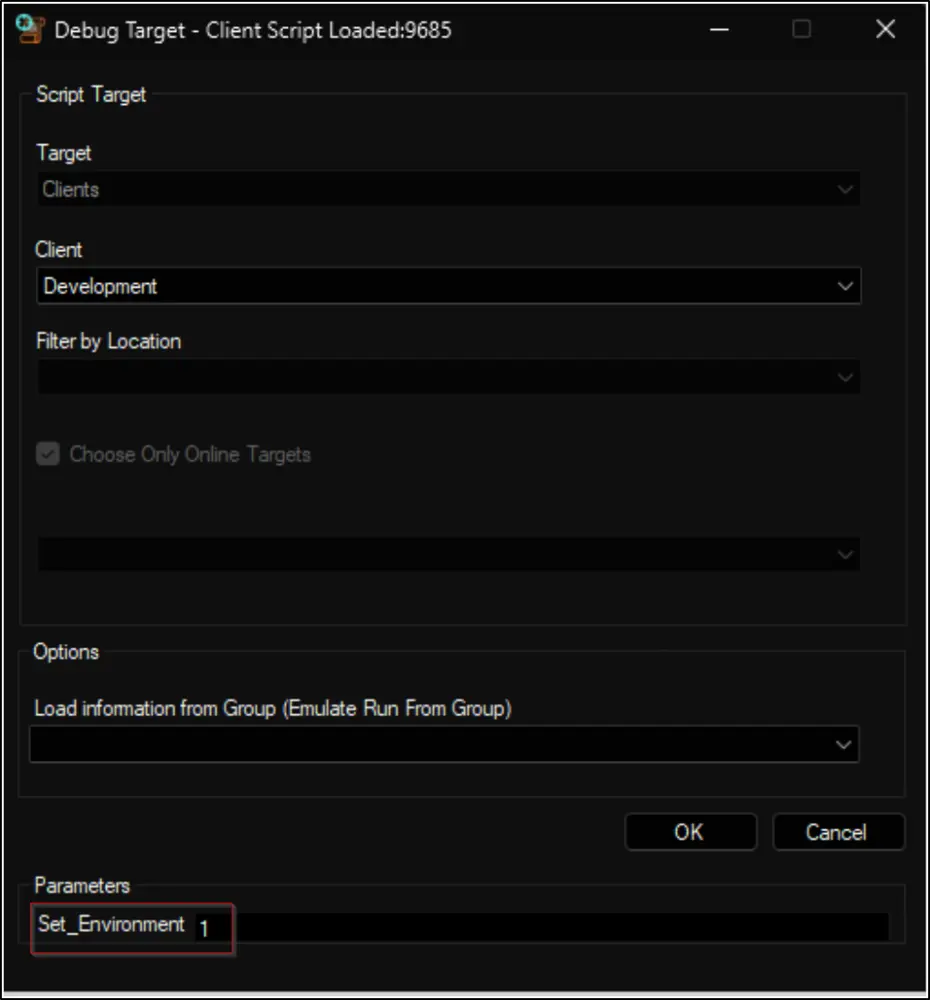 Debug/Run Script