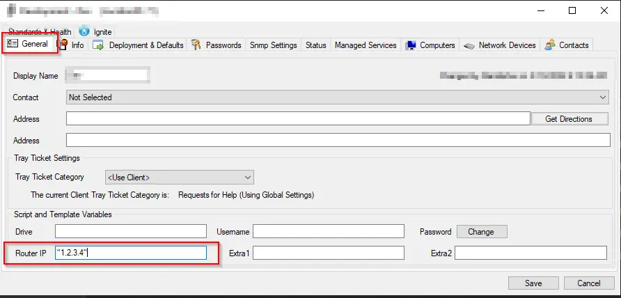 Sample screenshot for single Router Address