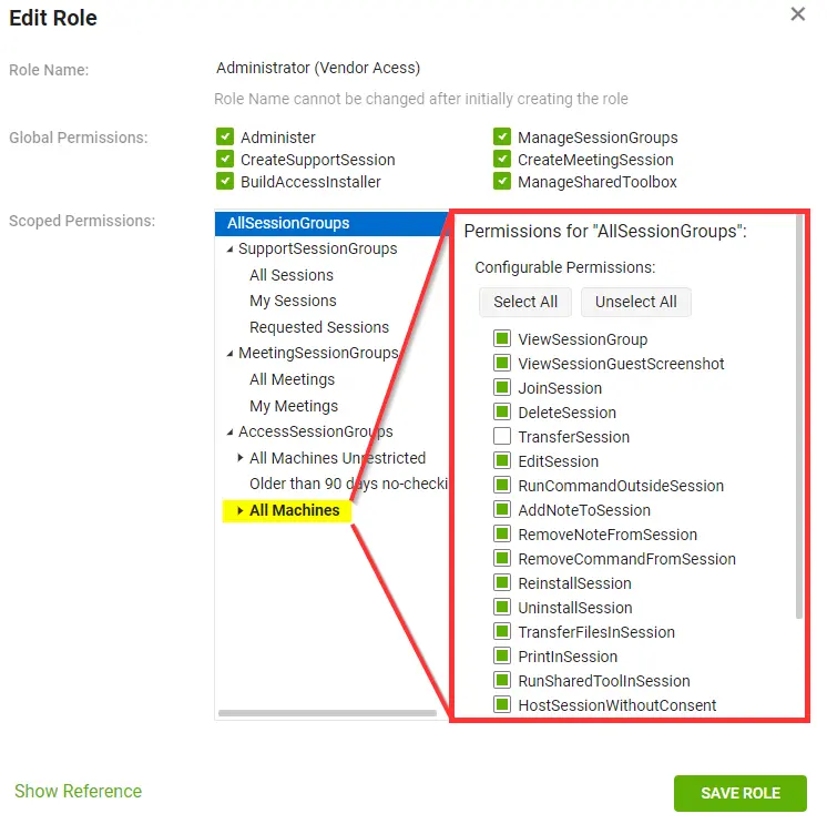 Apply role and permissions