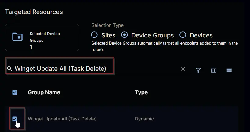 Device Group Selection