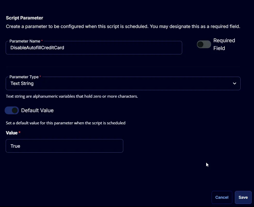 Disable Autofill Credit Card