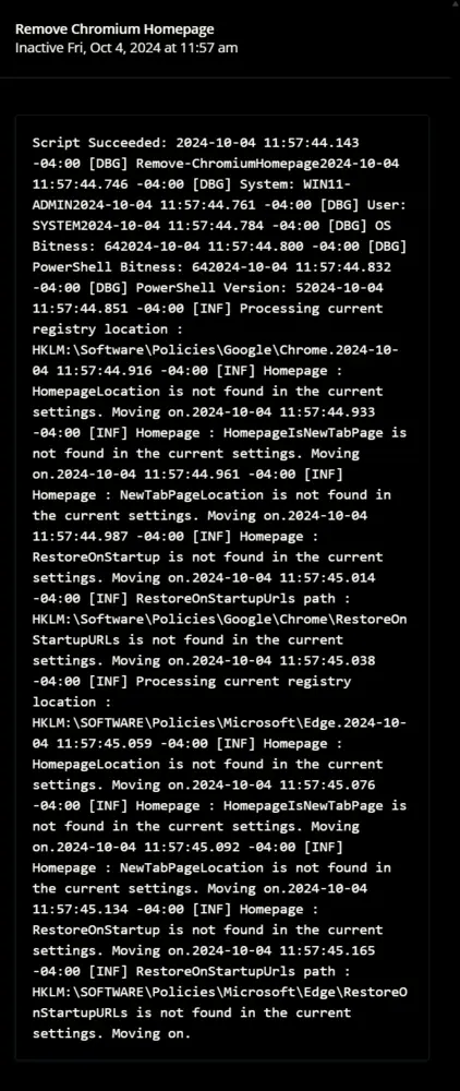 Script Log Output
