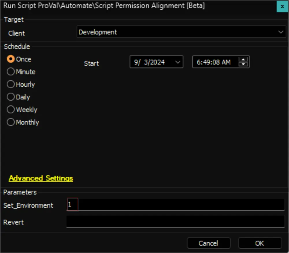 Debug/Run Script