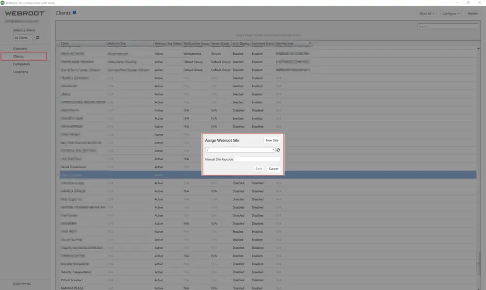 Webroot Client Configuration