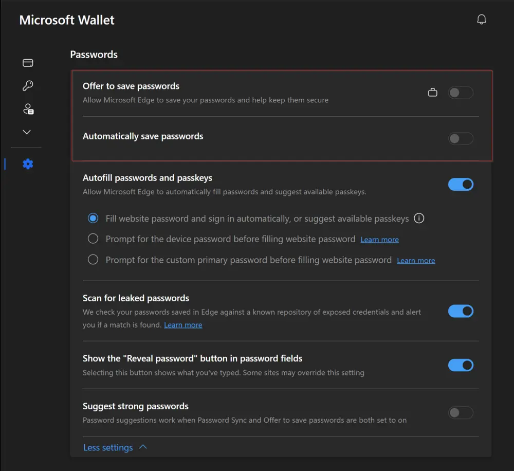 Microsoft Edge Setting
