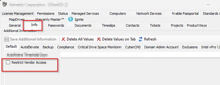 Navigate to Info &gt; Default tab