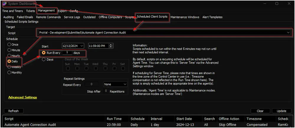 Schedule Script