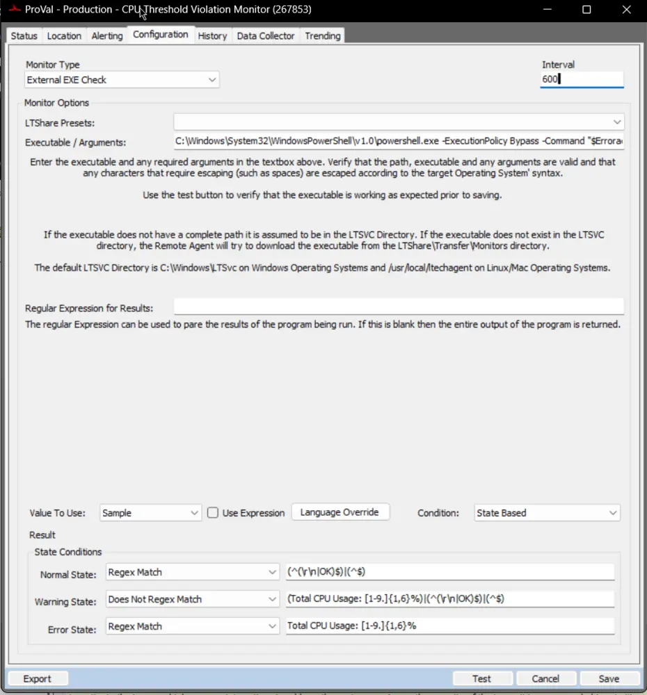 Configuration Tab