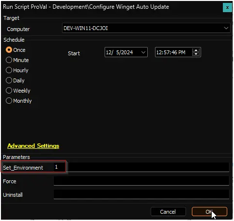 Run Configure Winget Auto Update