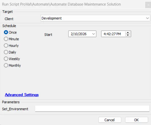 Manual Run Screenshot