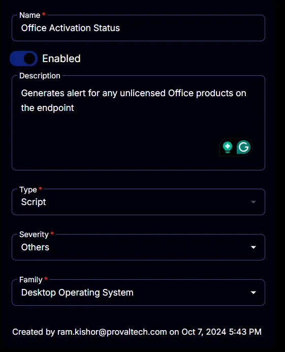 Monitor Details