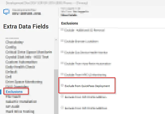 Exclude from QuickPass Deployment