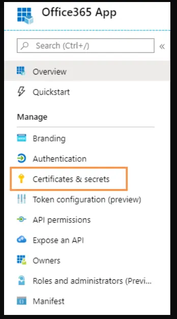 Certificates &amp; Secrets