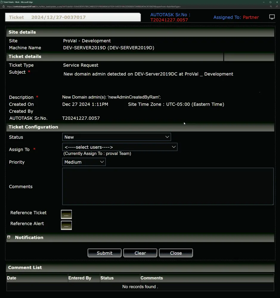 Ticket Output