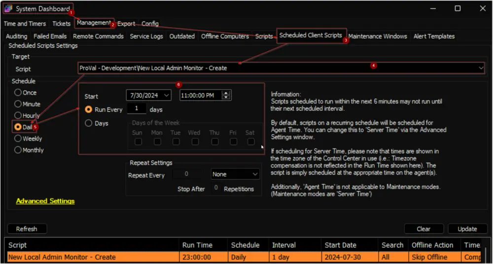 Schedule Script