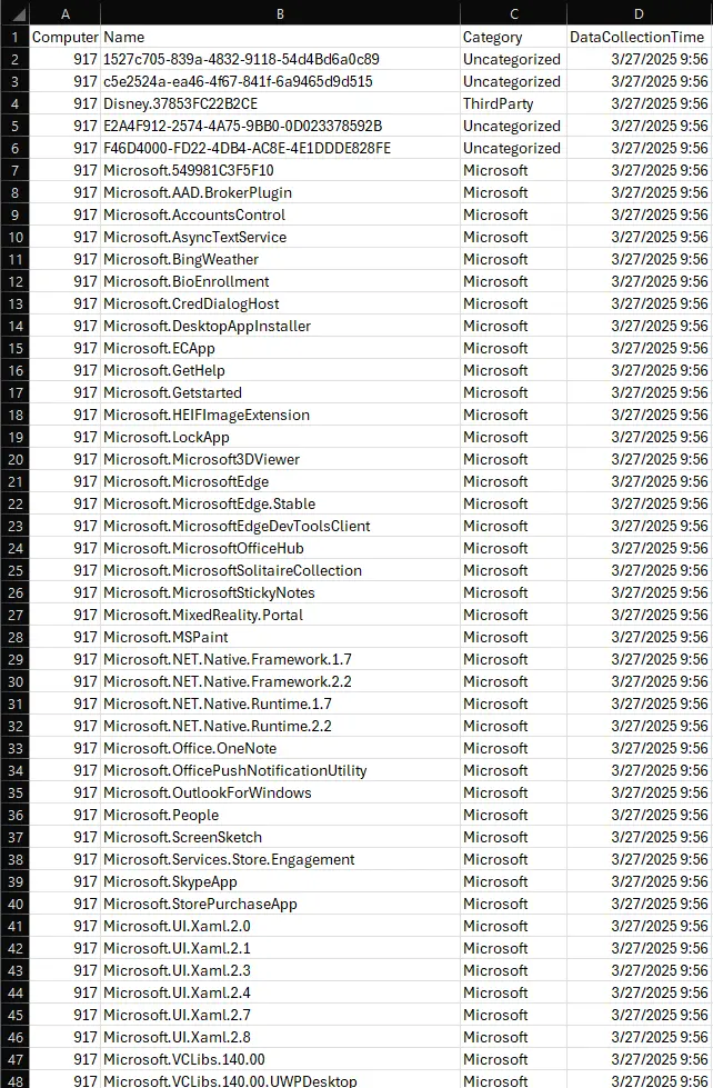 Sample CSV