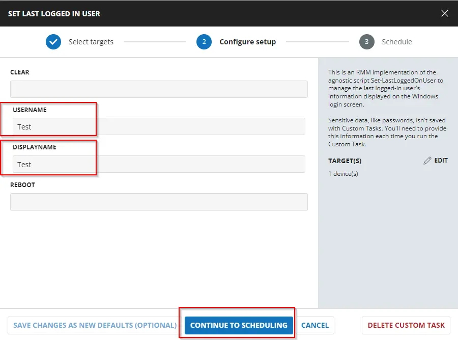 Set Local User