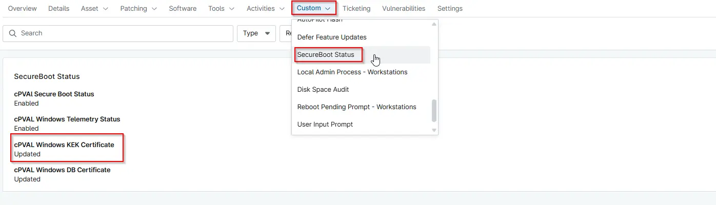 cPVAl Secure Boot Status