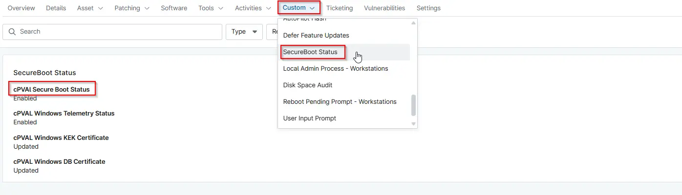 cPVAl Secure Boot Status