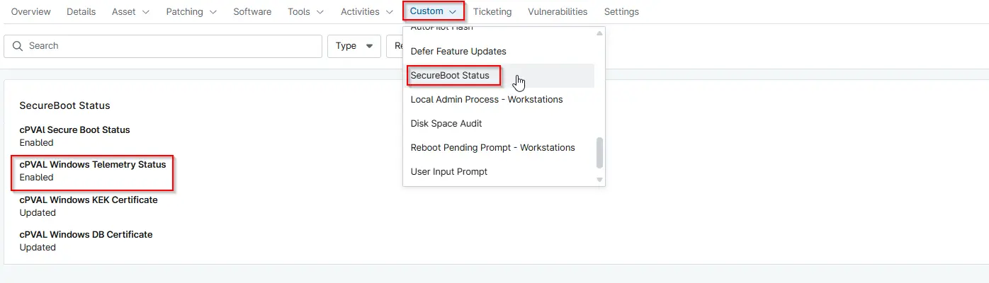 cPVAl Secure Boot Status